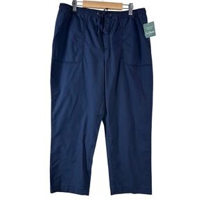 L.L. Bean Women's Pants Blue 100% Cotton Classic‎ Fit Cropped Pull On Size 10